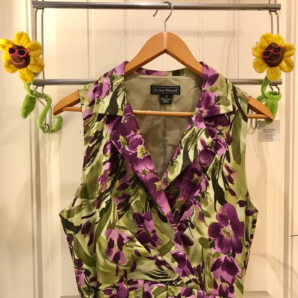 Jessica Howard Collar Flora Dress with Belt